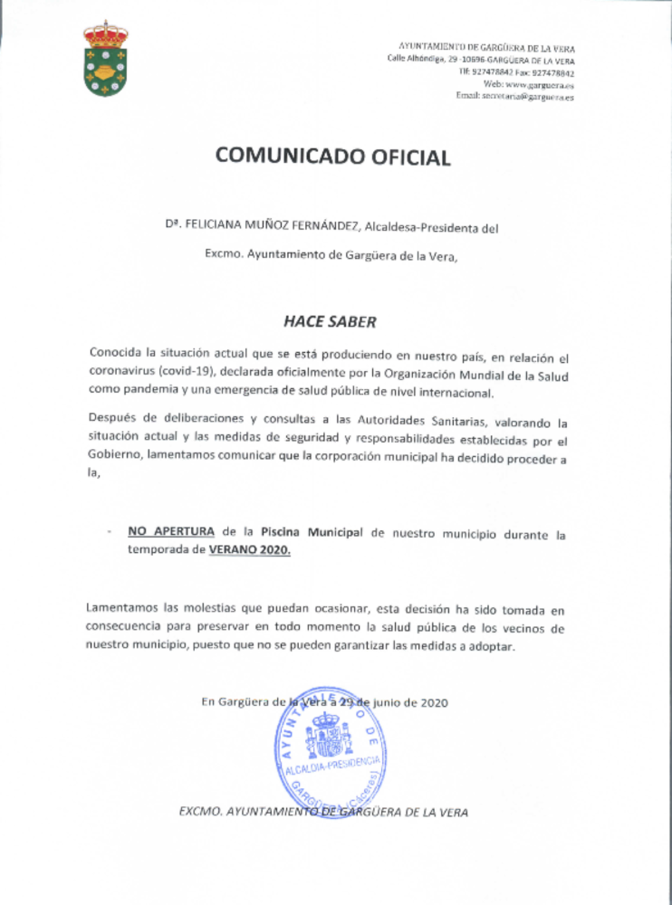 Imagen Resolución Piscina Municipal Temporada Verano 2020